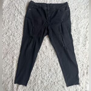 Venezia Women's Black Distressed Jeans Ankle Cropped Size 20